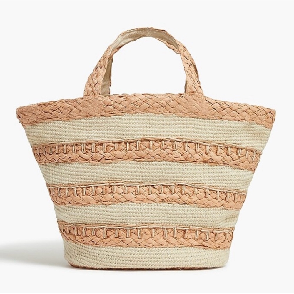 J.CREW Stylish jute straw Woven Tote Bag. Super cute. Never used.